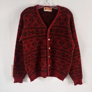 Vintage 60’s Jantzen Knit Wool Cardigan Sweater Pure Virgin Wool Mens Medium